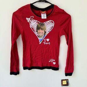 NWT High School Musical I <3 Troy Pajama Top Long Sleeve size medium Zac Efron